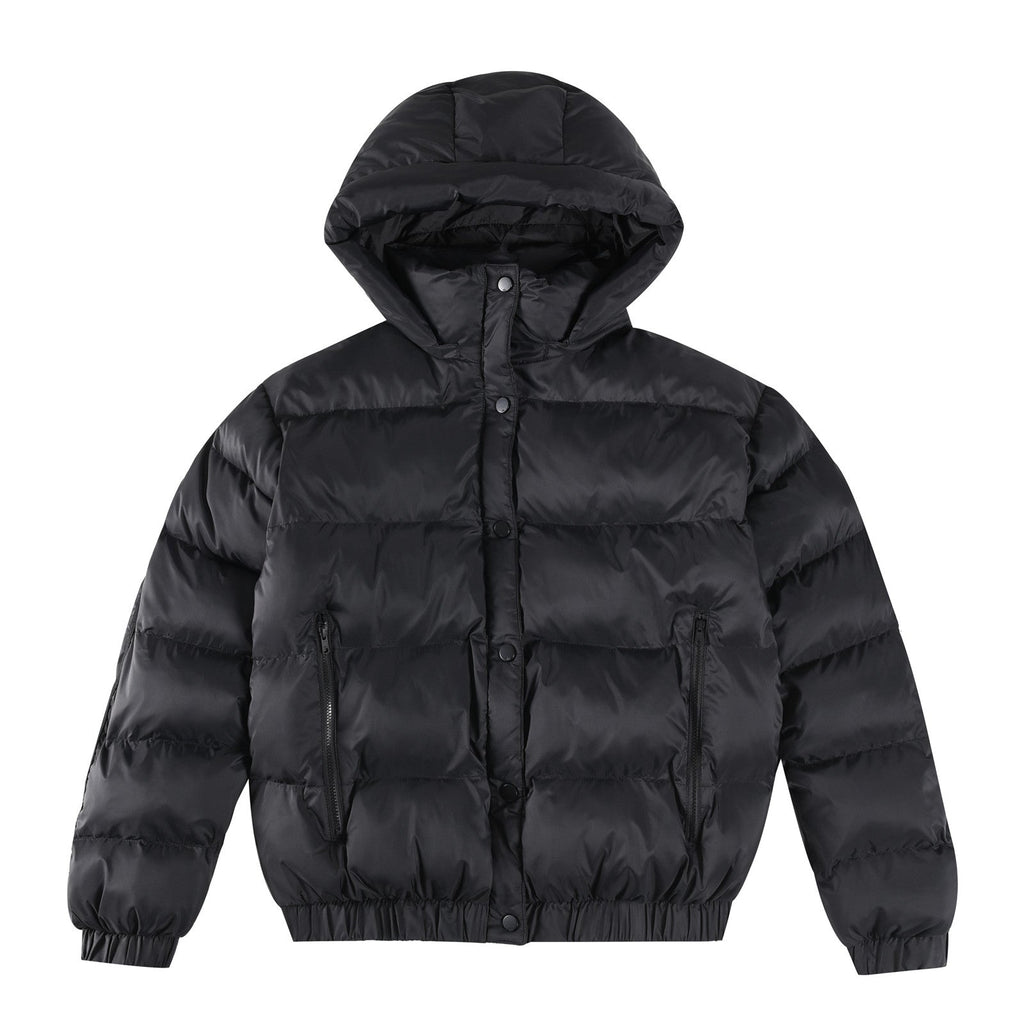 ALO StripedRemovable HoodWaist – DefiningWater – ResistantCroppedPuffer Jacket Women's – Black