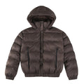 ALO StripedRemovable HoodWaist – DefiningWater – ResistantCroppedPuffer Jacket Women's – Dark Coffee