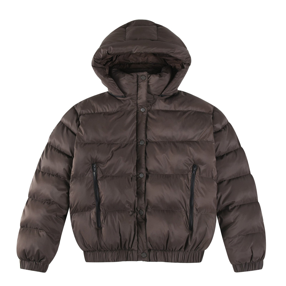 ALO StripedRemovable HoodWaist – DefiningWater – ResistantCroppedPuffer Jacket Women's – Dark Coffee