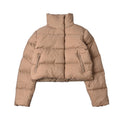 ALO Solid – ColorStand – CollarWarmAdjustableDrawstringLong – SleevePuffer Jacket Women's – Khaki