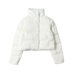 ALO Solid – ColorStand – CollarWarmAdjustableDrawstringLong – SleevePuffer Jacket Women's – White
