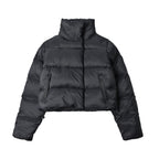 ALO Solid – ColorStand – CollarWarmAdjustableDrawstringLong – SleevePuffer Jacket Women's – Black