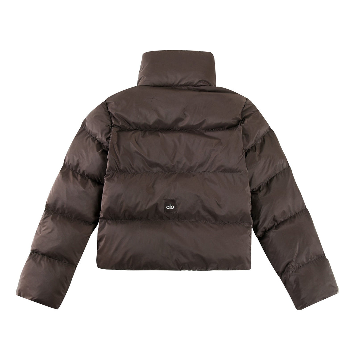 ALO Solid – ColorStand – CollarWarmAdjustableDrawstringLong – SleevePuffer Jacket Women's – Coffee