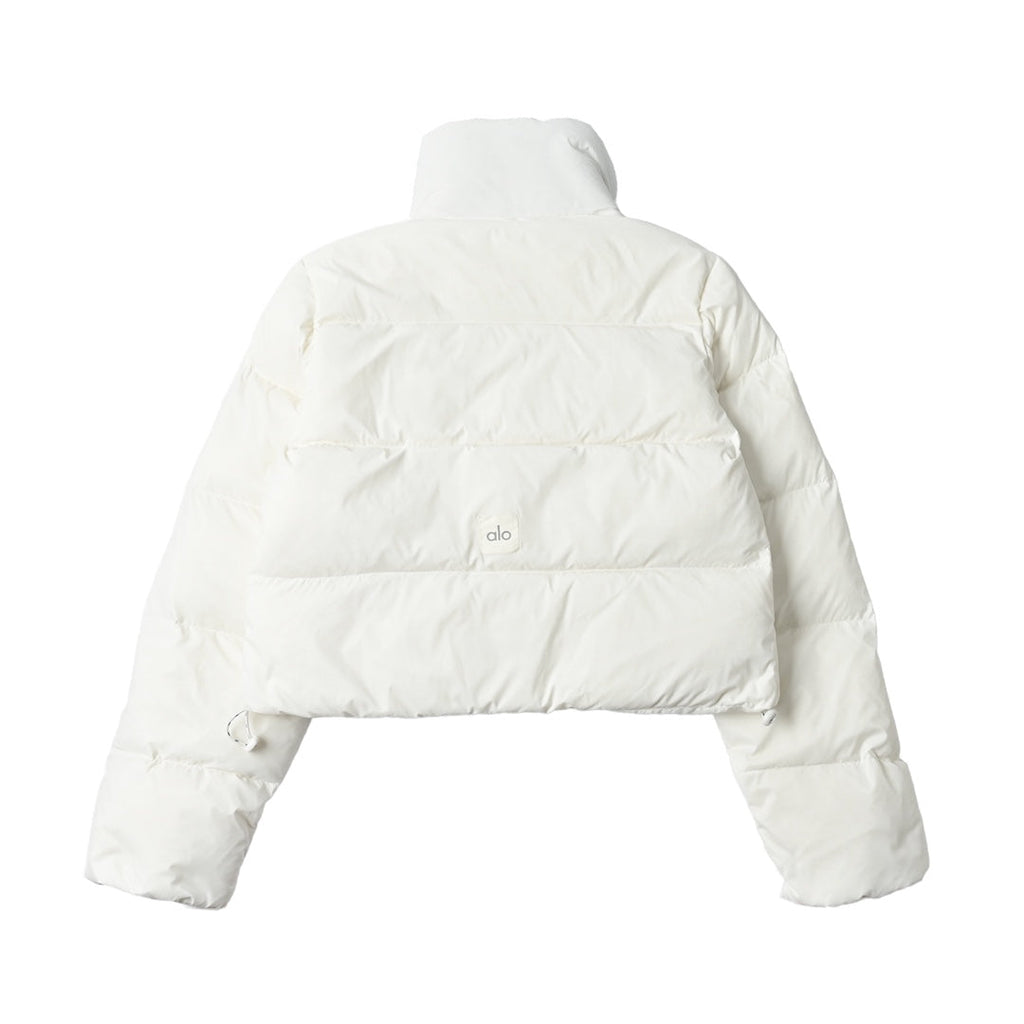 ALO Solid – ColorStand – CollarWarmAdjustableDrawstringLong – SleevePuffer Jacket Women's – White