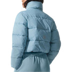 ALO Solid – ColorStand – CollarWarmAdjustableDrawstringLong – SleevePuffer Jacket Women's – Sky Blue