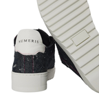 Numeris Distressed Denim Low-Top Sneakers - Indigo/Pink