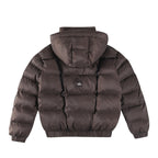 ALO StripedRemovable HoodWaist – DefiningWater – ResistantCroppedPuffer Jacket Women's – Dark Coffee