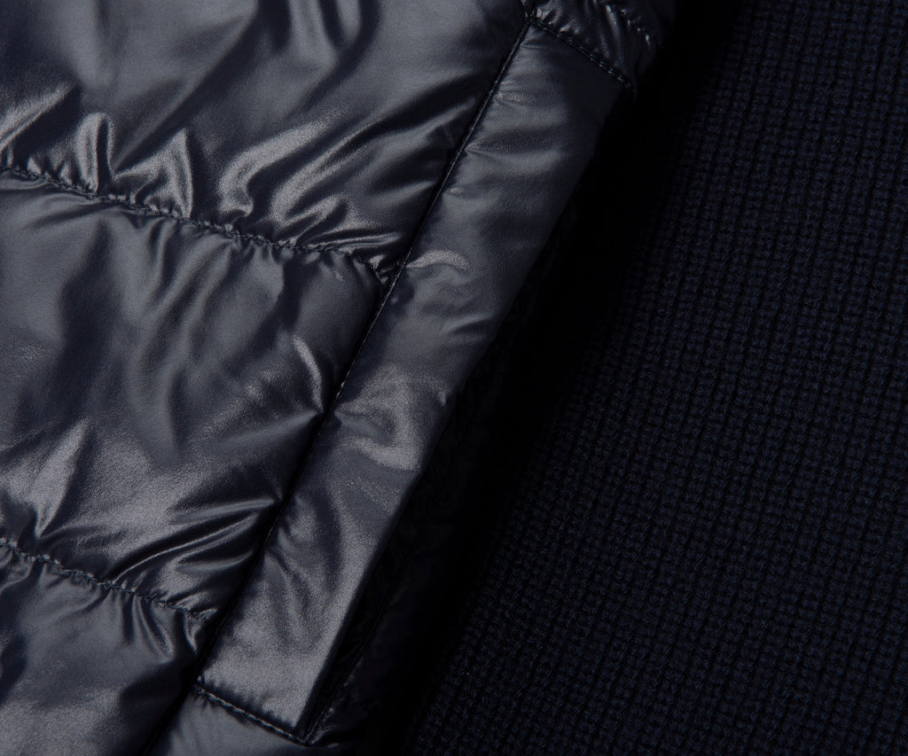 Moncler Navy Padded Wool Zip-Up Hoodie