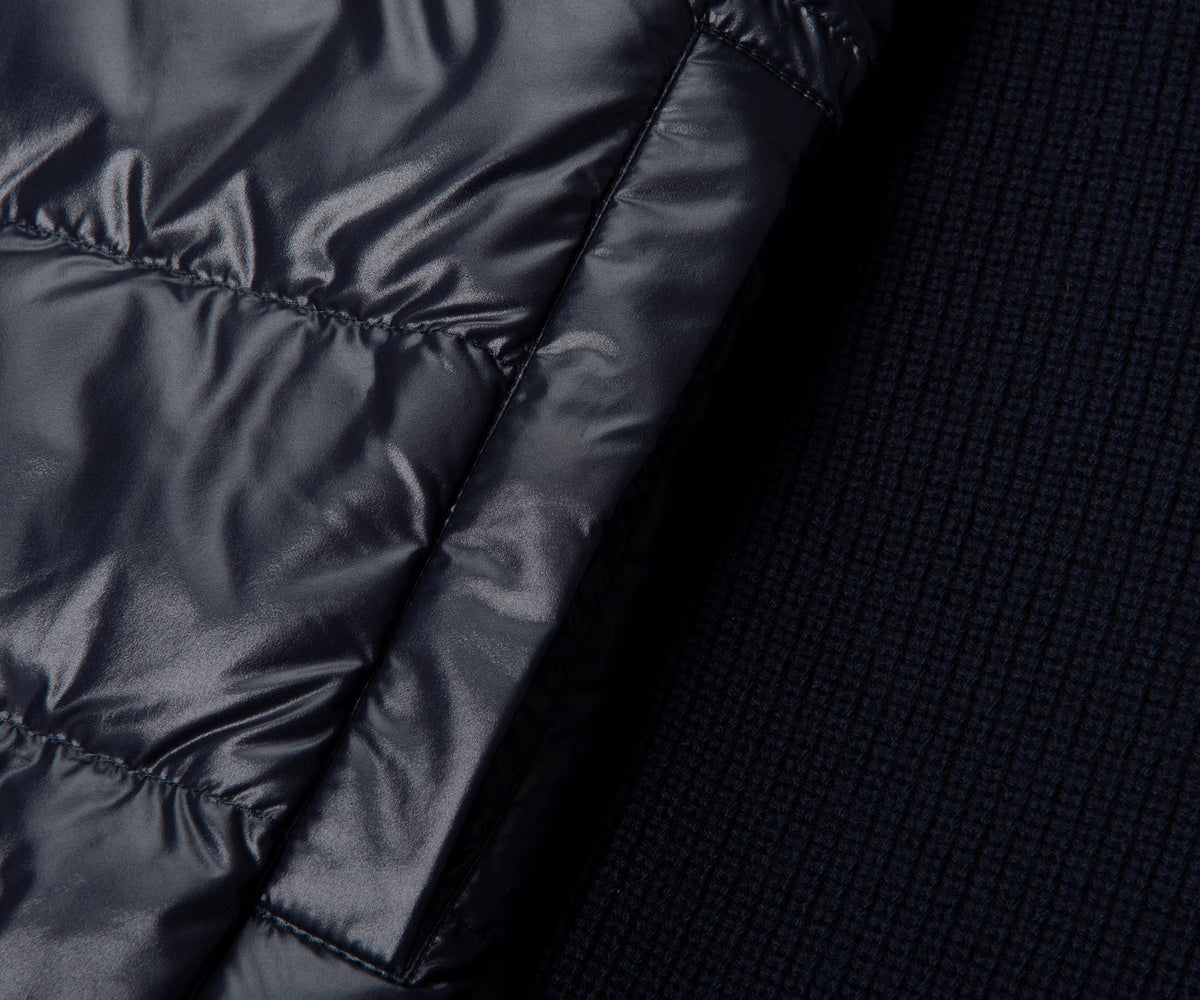 Moncler Navy Padded Wool Zip-Up Hoodie