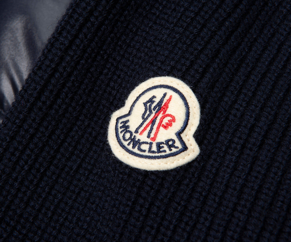Moncler Navy Padded Wool Zip-Up Hoodie